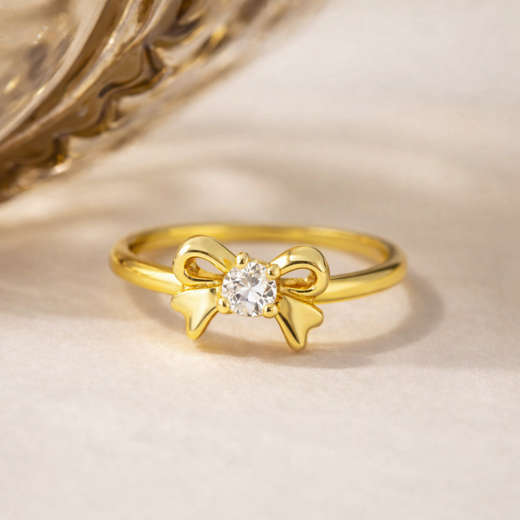 Dainty Love Note Bow Ring